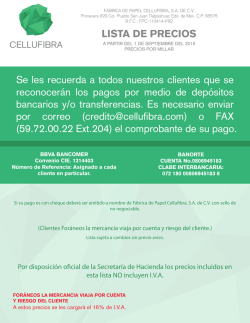 LISTA DE PRECIOS Se les recuerda a todos nuestros