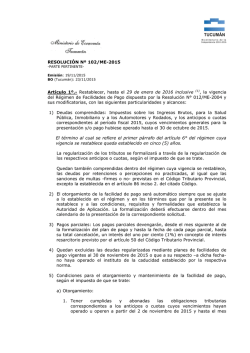 102/ME-2015 - Dirección General de Rentas de Tucumán