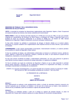 Página 1 de 1 Decreto N° 406/88 Seguridad laboral