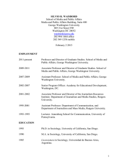 full CV here - School of Media and Public Affairs