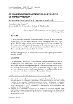 aproximación hermenéutica al principio de transparencia