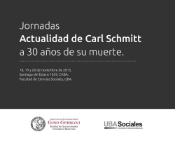 Jornadas Actualidad de Carl Schmitt a 30 años de su muerte.