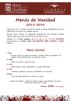 Menus de Navidad - Hotel Guadiana y CUMBRIA 2016