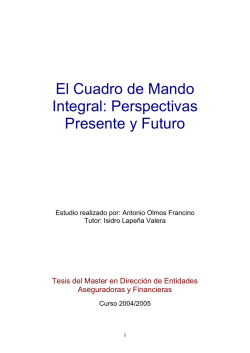 El Cuadro de Mando Integral: Perspectivas Presente y Futuro