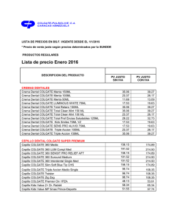 Lista de precio Enero 2016 - Colgate | Crema Dental & Cepillos