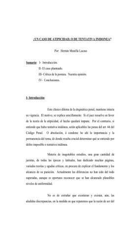 ¿UN CASO DE ATIPICIDAD, O DE TENTATIVA INIDONEA? Por