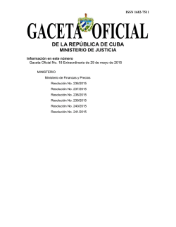 Gaceta Oficial No. 18 / 2015 - EXTRAORDINARIA
