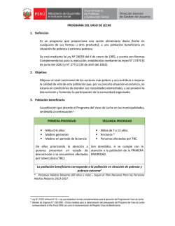 PROGRAMA DEL VASO DE LECHE 1. Definición Es un