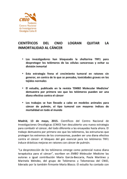 Científicos del CNIO logran quitar la inmortalidad al cáncer