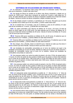 Enunciados de problemas LITERALES sistemas de ecuaciones de