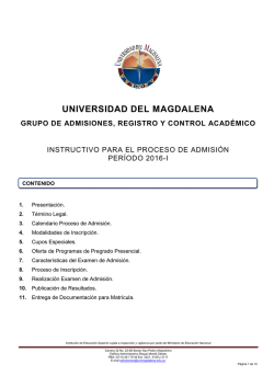 UNIVERSIDAD DEL MAGDALENA - Admisiones, Registro y Control