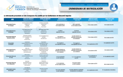 CRONOGRAMA DE MATRICULACIÓN