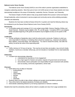 National Junior Honor Society The National Junior Honor Society