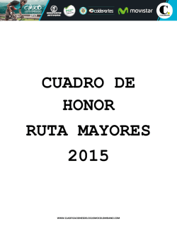 CUADRO DE HONOR RUTA MAYORES 2015