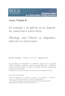 La teolog&iacute;a y la Iglesia en la Argentina