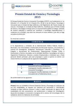 Convocatoria PECYT 2015 - Gobierno del Estado de Baja California