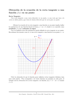 Obtención de la ecuación de la recta tangente a