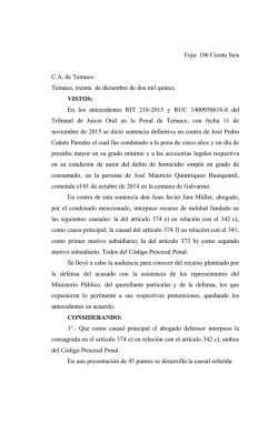 Foja: 106 Ciento Seis C.A. de Temuco Temuco, treinta de diciembre