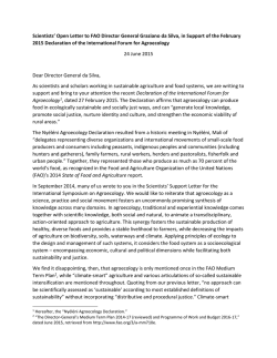 Scientists` Open Letter to FAO Director General Graziano da Silva, in