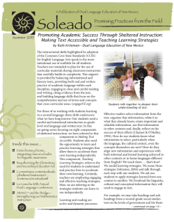 Soleado&mdash;Summer 2015 - Dual Language Education of New Mexico