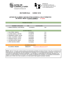 Publicaci&oacute;n de listas provisionales