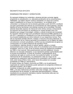 DECANATO FAUA 2015-2019 ENSE&Ntilde;ANZA PRE GRADO Y