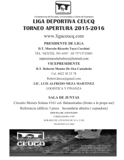 LIGA DEPORTIVA CEUCQ TORNEO APERTURA 2015-2016