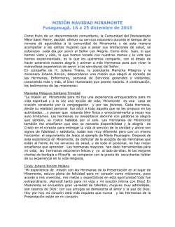 MISIÓN NAVIDAD MIRAMONTE Fusagasugá, 16 a 25 diciembre de