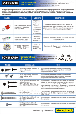 ` de ﬁjación a pólvora: clavos, fulminantes y pistola. ciones