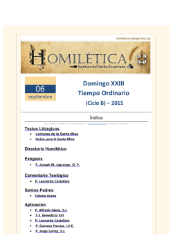 Domingo XXIII Ti - Homilética - Instituto del Verbo Encarnado