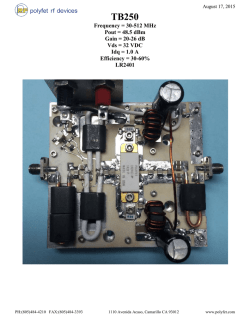 Frequency = 30-512 MHz Pout = 48.5 dBm Gain = 20-26 dB