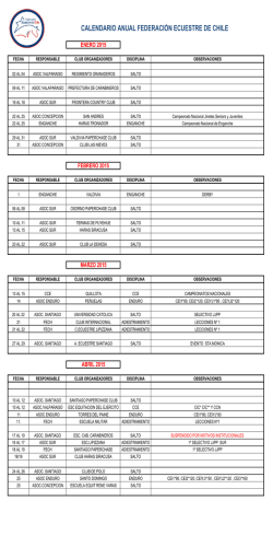 CALENDARIO ANUAL FEDERACIÓN ECUESTRE DE CHILE