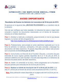 AVISO IMPORTANTE