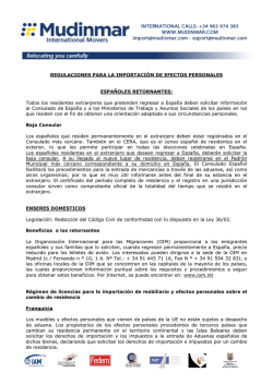 REGULACIONES PARA LA IMPORTACIÓN DE