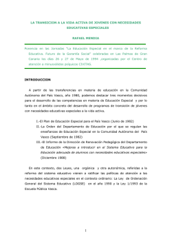 LA TRANSICION A LA VIDA ACTIVA DE JOVENES