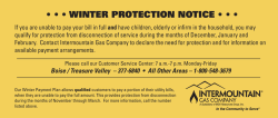 • • • WINTER PROTECTION NOTICE • • •
