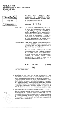 vistos : considerando: autoriza trato directo, adquisición de