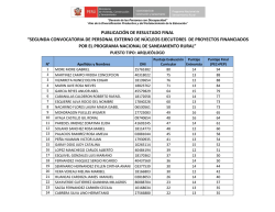Resultados Finales - Programa Nacional de Saneamiento Rural