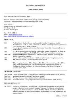 CV Del Barco April 2015 - Centro de Ciencias Humanas y Sociales