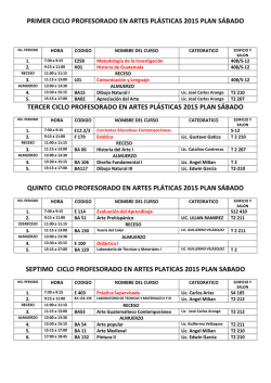 primer ciclo profesorado en artes plásticas 2015 plan sábado tercer