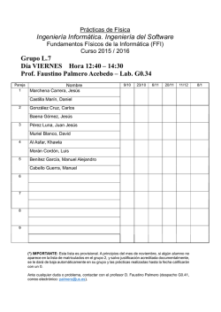 Grupos de prácticas (provisional). Incluye calendario
