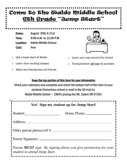 Come to the Waldo Middle School 6th Grade “Jump Start”