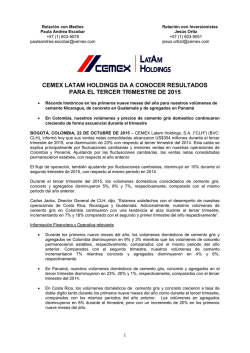 cemex latam holdings da a conocer resultados para el tercer