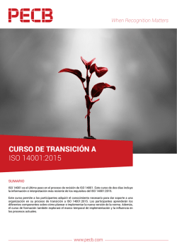 CURSO DE TRANSICIÓN A ISO 14001:2015