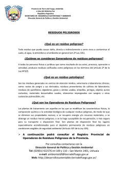 Registro Provincial de Operadores de Residuos Peligrosos