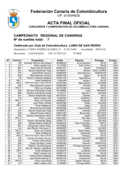 Federación Canaria de Colombicultura ACTA FINAL OFICIAL