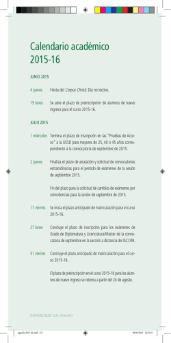 Calendario académico 2015-16 - Universidad Eclesiástica San