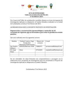 ACTA DE INTENCIONES Taller de socialización del PIA ACC 27 de