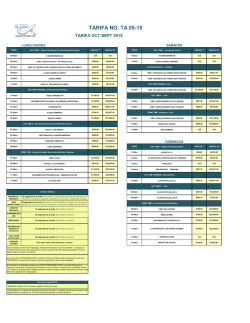 TARIFA NO. TA 05-15