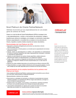 Nivel Platinum de Oracle PartnerNetwork
